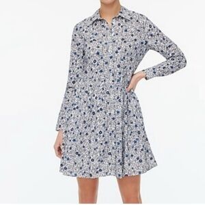 J Crew Collared Full Sleeve Lined 100% Cotton Indigo Shirt Dress Women’s US 0